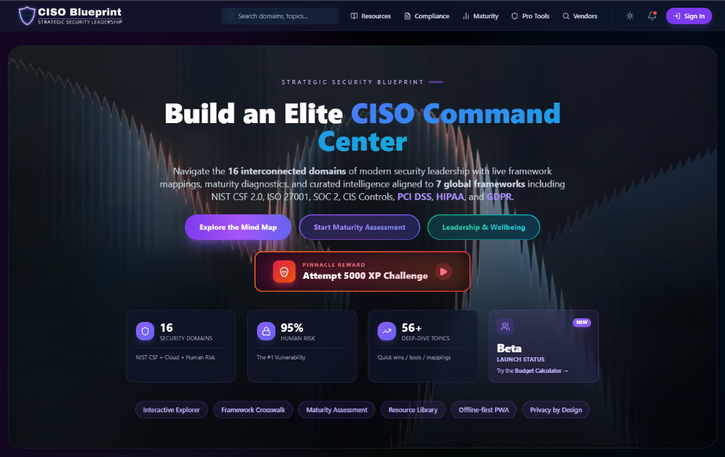CISO Blueprint Interface